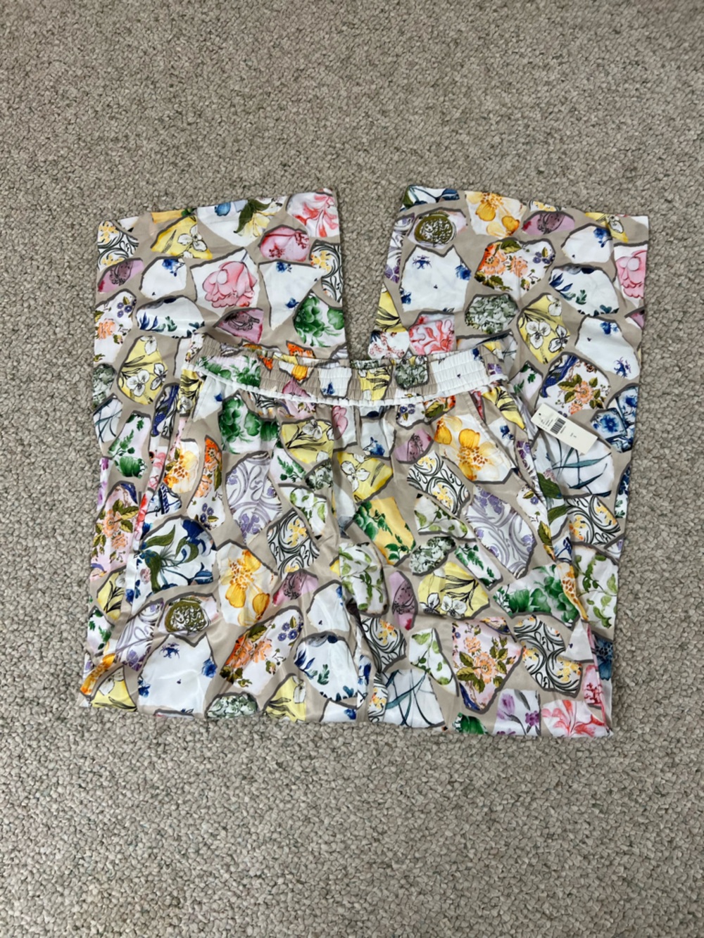 NWT Maeve Anthropologie Patchwork Floral Wide-Leg Pants Small